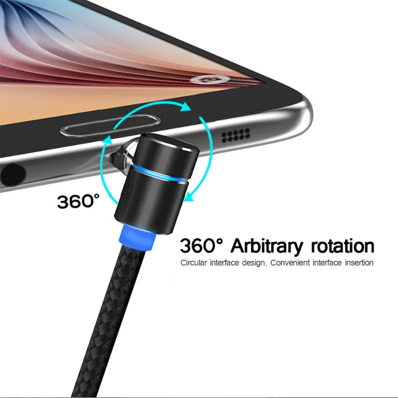 Magnetic Charging Type C Cable 90 Degree for Xiaomi Mi 8 A2 Lite Mobile Phone Android Fast Charger Samsung Galaxy Note S8 S9 | Мобильные