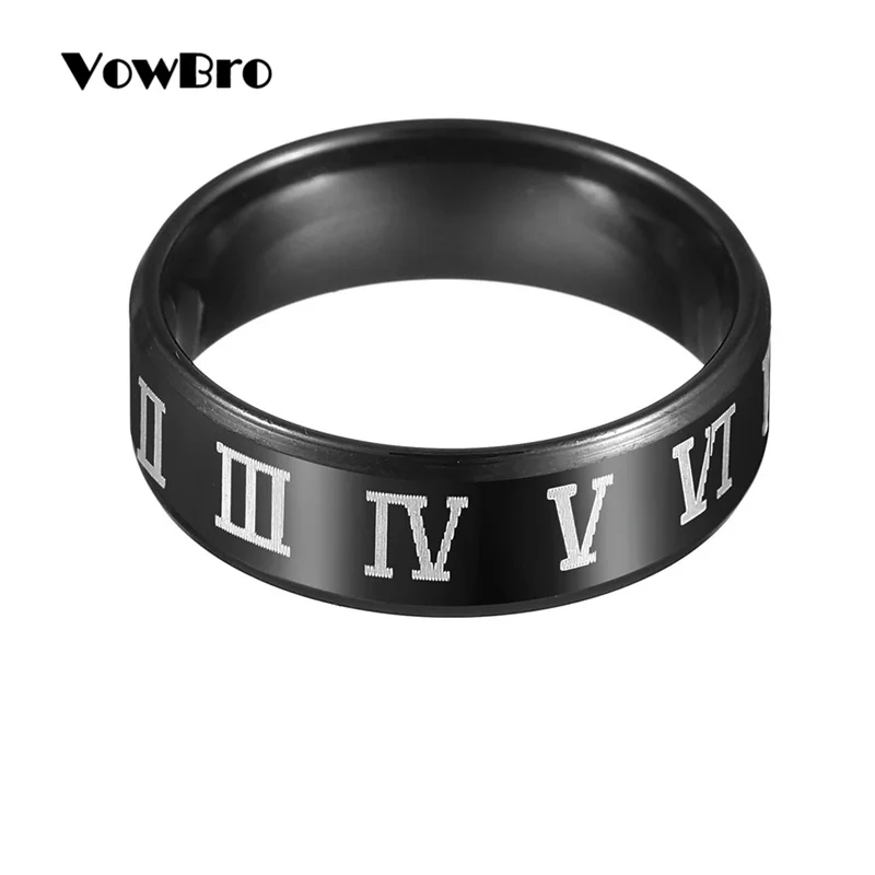 Wowbro модные круглые кольца с римскими цифрами черного цвета кольцо из нержавеющей