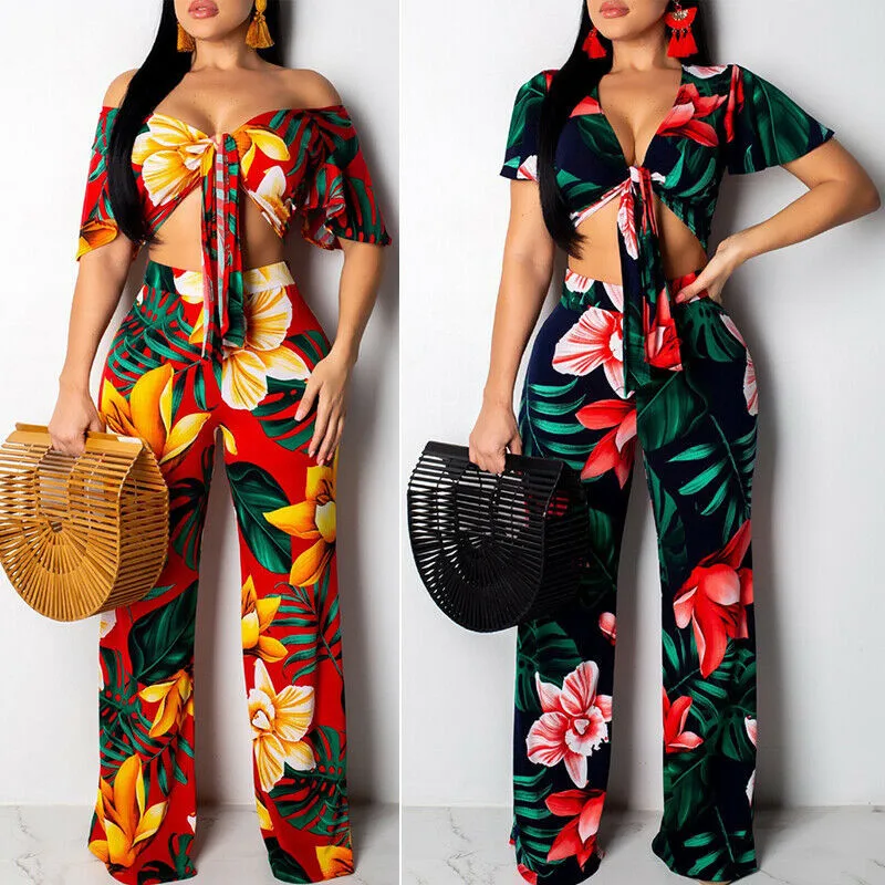 Women Two Piece V-Neck Jumpsuit Floral Printed Crop Top +Wide Leg Trousers Sets New
Women Two Piece V-Neck Jumpsuit Floral Printed Crop Top +Wide Leg Trousers Sets New
