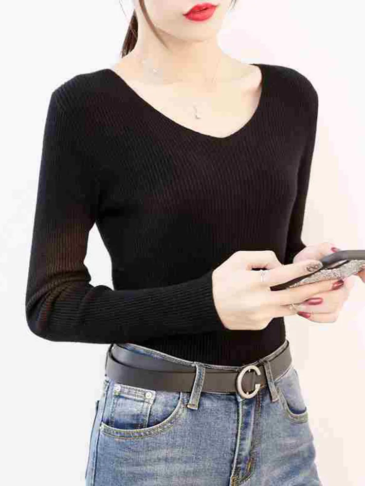 2019 New Sexy V-Neck Sweater Women's Pullover Casual Slim Bottoming Sweaters Female Elastic Cotton Long Sleeve Tops YF159
2019 New Sexy V-Neck Sweater Women's Pullover Casual Slim Bottoming Sweaters Female Elastic Cotton Long Sleeve Tops YF159