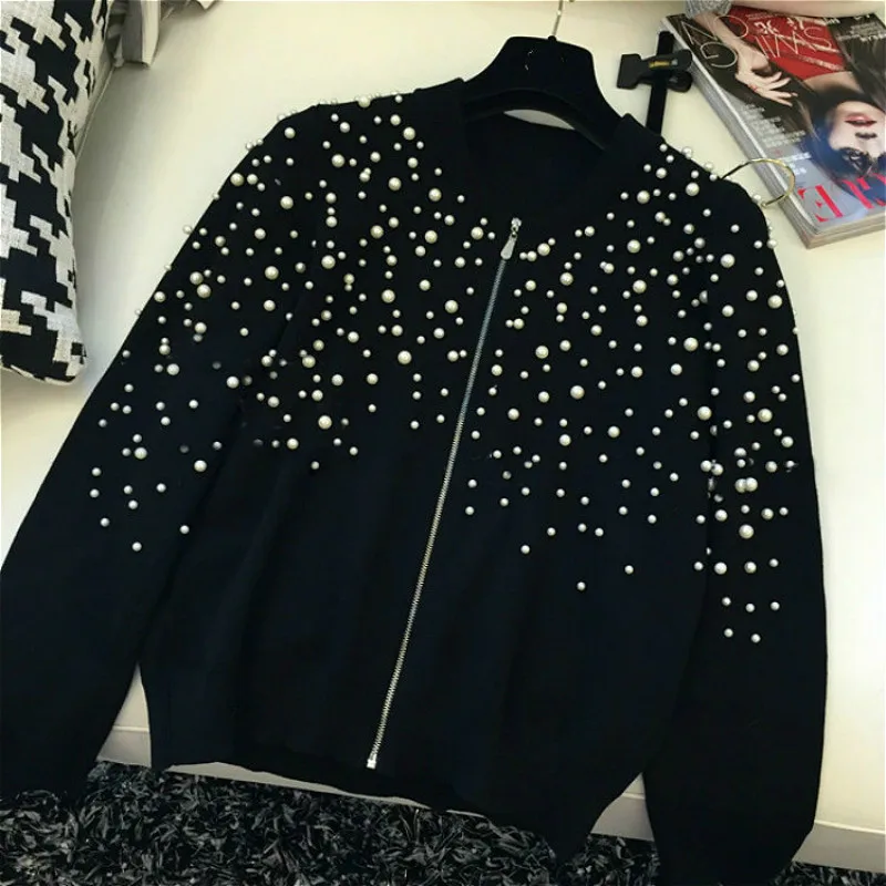 Autumn Winter Runway Sweaters Cardigans Women Luxury Knitted Christmas Sweater Hiqh Quality Pearl Beaded Cardigans Feminino Tops
Autumn Winter Runway Sweaters Cardigans Women Luxury Knitted Christmas Sweater Hiqh Quality Pearl Beaded Cardigans Feminino Tops
