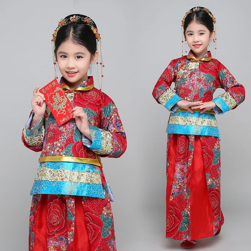Chinese Traditional Costume Girl Ancient Chinese Wedding Dress for Children Qipao Costume National Stage Performance
Chinese Traditional Costume Girl Ancient Chinese Wedding Dress for Children Qipao Costume National Stage Performance