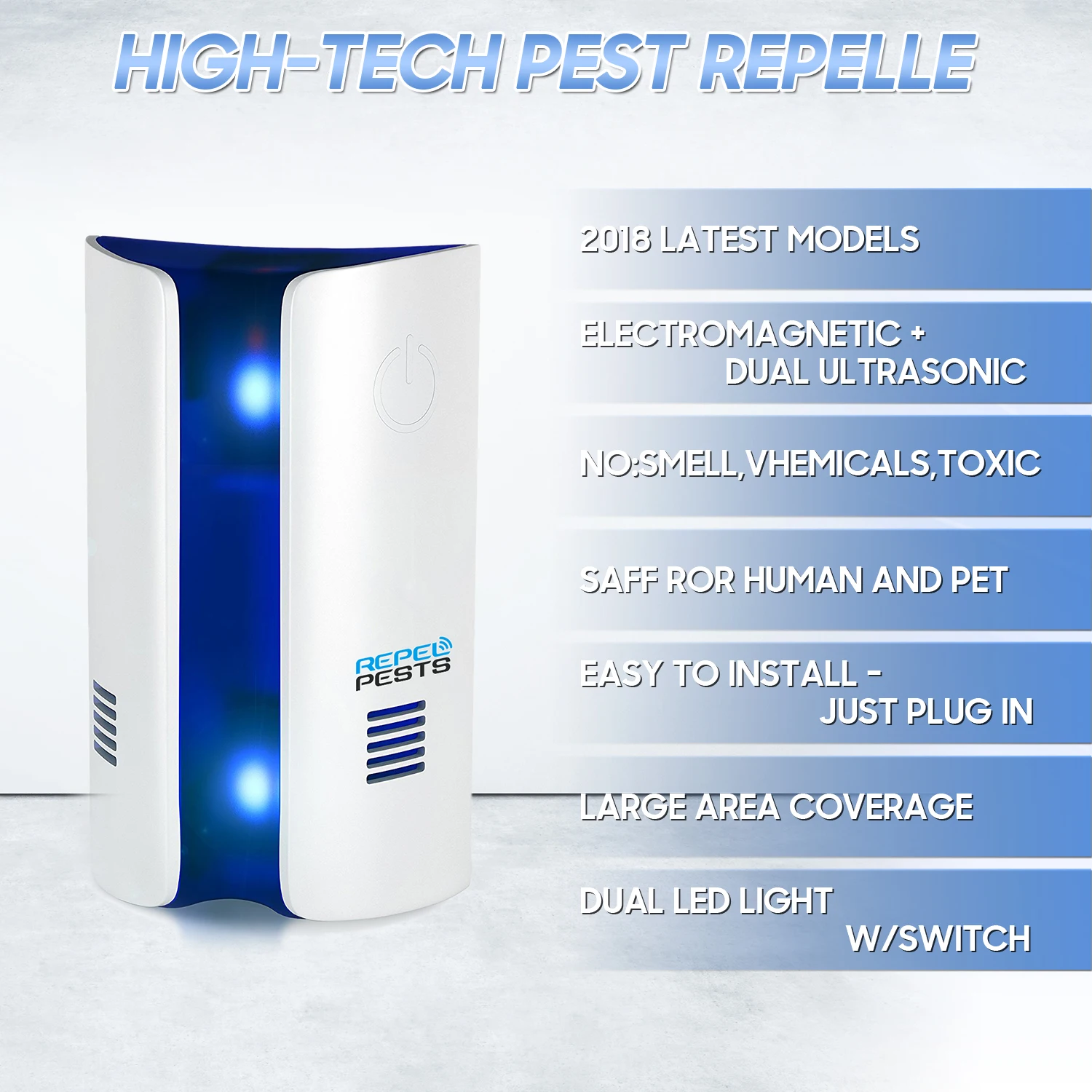 Enhanced Version Ultrasonic Electronic Mosquito Killer Repellent Mice Cockroach Mosquitoes Moths Insect Repellent Pest Control
Enhanced Version Ultrasonic Electronic Mosquito Killer Repellent Mice Cockroach Mosquitoes Moths Insect Repellent Pest Control