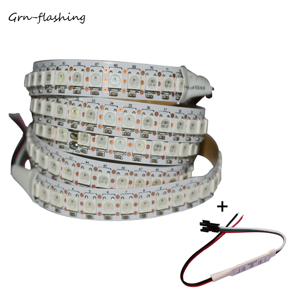 Светодиодная лента RGB SMD 5050 WS2812B со сменными цветами 144 светодиодов/м с 3 мя