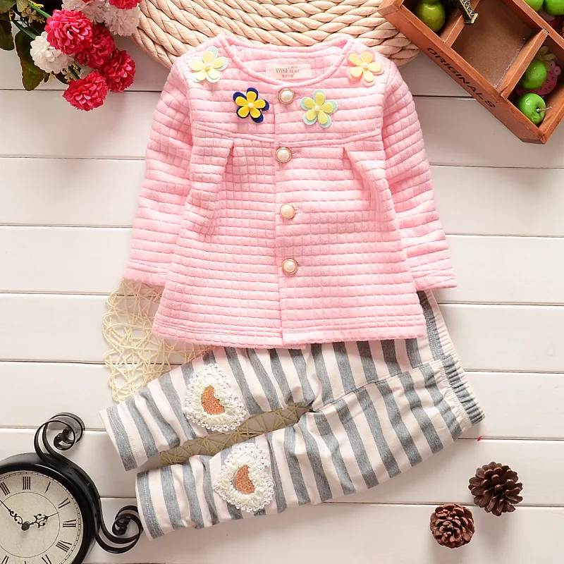 Spring Cotton Kids Clothing Sets Long Sleeve Flower Decoration Coat +Striped Pants Suit toddler Baby Girls Clothes Sets
Spring Cotton Kids Clothing Sets Long Sleeve Flower Decoration Coat +Striped Pants Suit toddler Baby Girls Clothes Sets