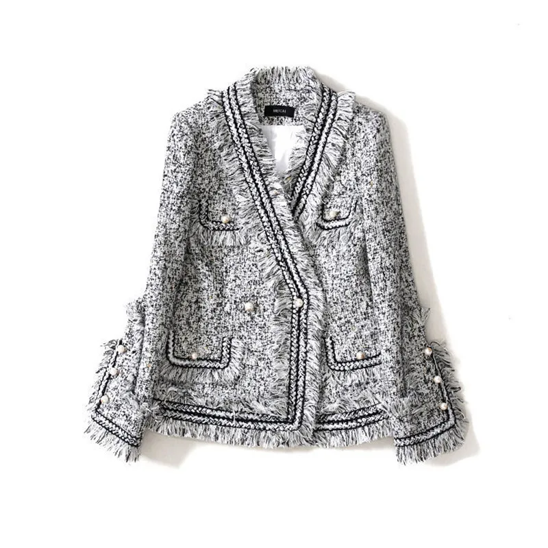 Handmade Luxury Blazer Suits for Women Fashion Lattice Tweed Tassel Pearl Button V Neck Short Blazers Coat Grey
Handmade Luxury Blazer Suits for Women Fashion Lattice Tweed Tassel Pearl Button V Neck Short Blazers Coat Grey