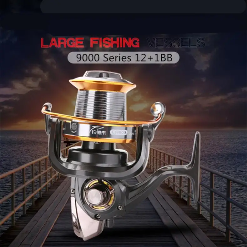 9000 Series Ball Bearings Spinning Fishing Reel Metal Jigging Trolling Long Shot Casting Saltwater Surf Big Sea Wheel | Спорт и