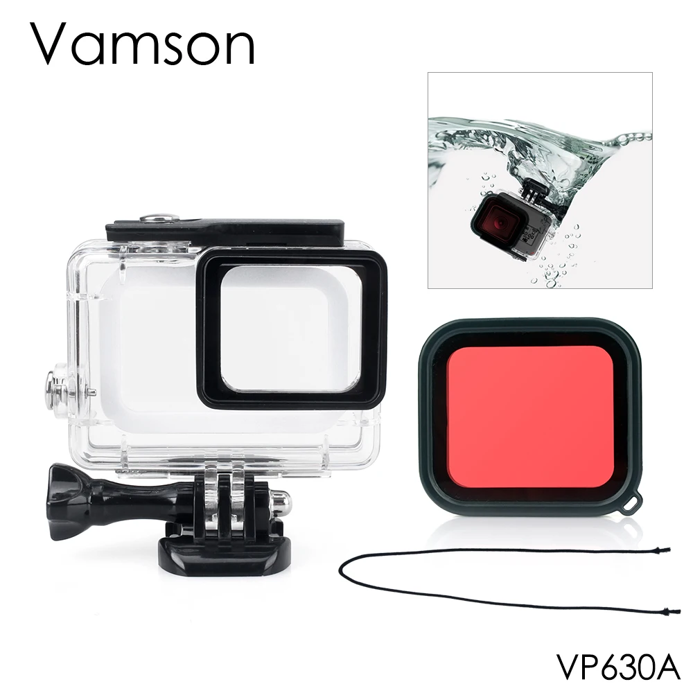Vamson for GoPro Hero 7 Black 6 5 Waterproof Case & base Mount Protective Red Filter 45m Deep Diving Protective Cover for Gopro
Vamson for GoPro Hero 7 Black 6 5 Waterproof Case & base Mount Protective Red Filter 45m Deep Diving Protective Cover for Gopro
