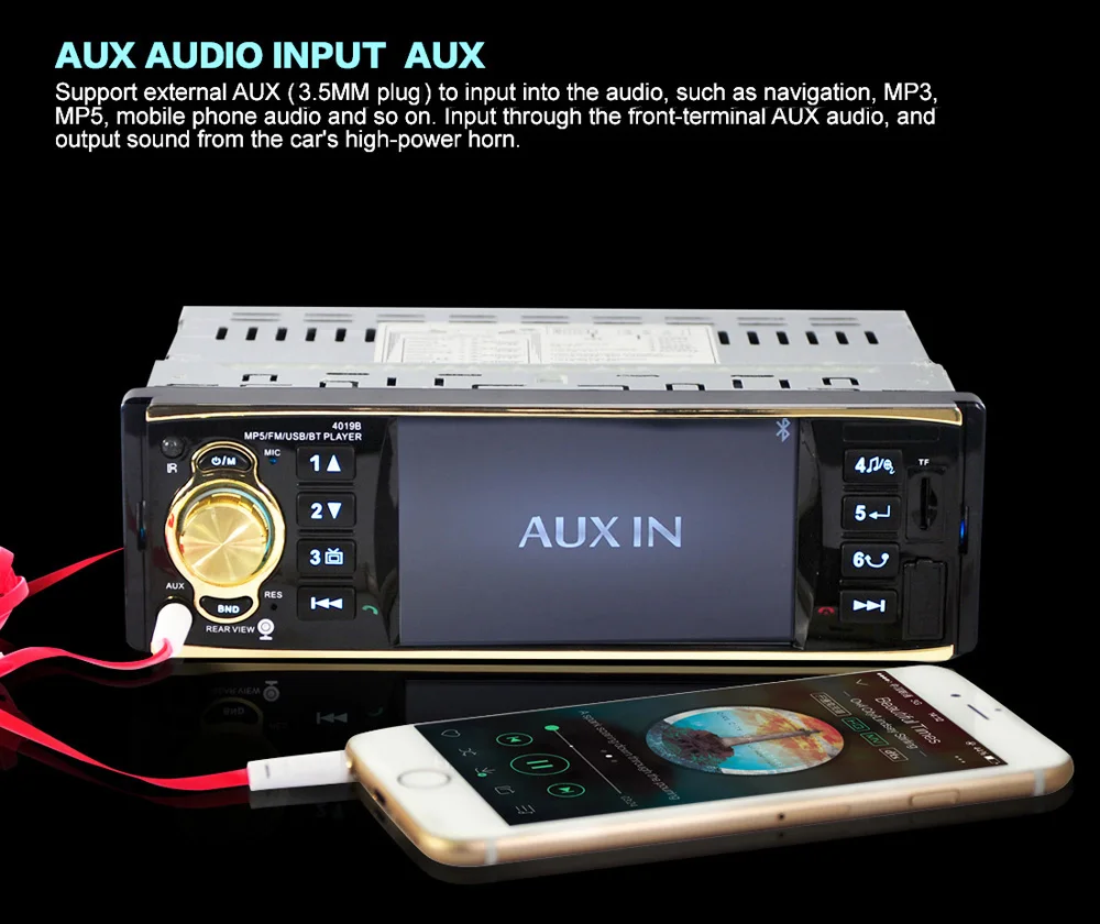 12 В 4019B 1 один Дин MP3 плеер Автомагнитола аудио стерео USB AUX радиостанции Bluetooth с