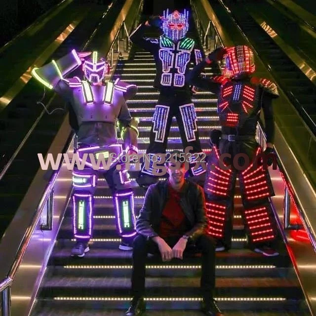LED Robot/Kyroman/David Guetta костюмы/Stilts walker костюм робота из светодиодов | Тематическая
