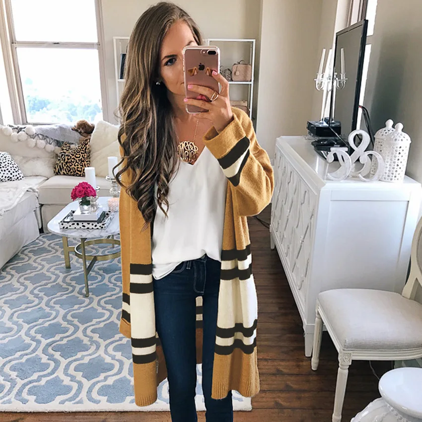 Outerwear & Coats Jackets Autumn Winter Long Sleeve Loose Casual Striped Sweater Cardigan Coats and Jackets Women 2018
Outerwear & Coats Jackets Autumn Winter Long Sleeve Loose Casual Striped Sweater Cardigan Coats and Jackets Women 2018
