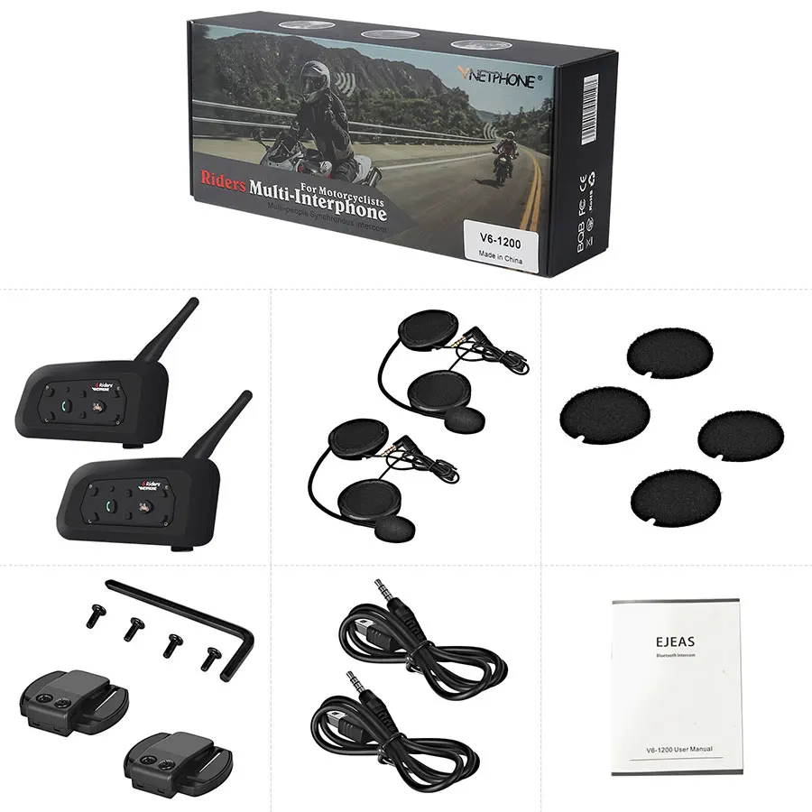 VNETPHONE 2Pcs Wireless Bluetooth Motorcycle Helmet Intercom 1200M 6 Riders Interphone Headset Support GPS mobile communicator
VNETPHONE 2Pcs Wireless Bluetooth Motorcycle Helmet Intercom 1200M 6 Riders Interphone Headset Support GPS mobile communicator