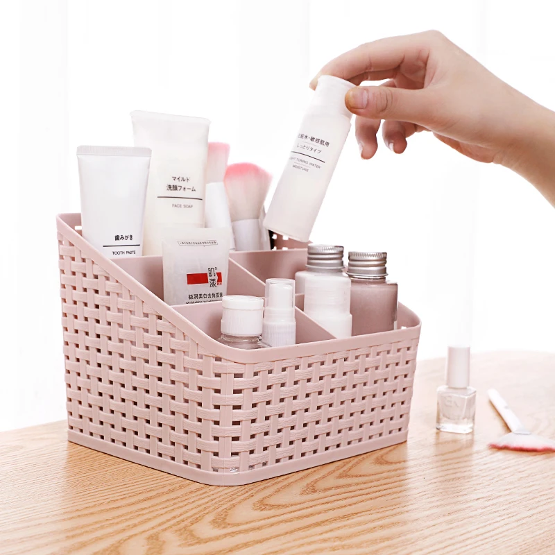 Imitation Rattan 5 Slots Grid Makeup Organizer Plastic Multi-grip Rack Desktop Storage Case Cosmetics Storage Box
Imitation Rattan 5 Slots Grid Makeup Organizer Plastic Multi-grip Rack Desktop Storage Case Cosmetics Storage Box