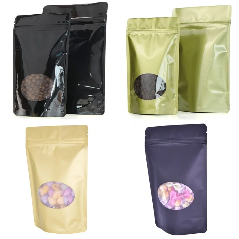 Wholesale 50pcs/lot Black/Gold Stand up Window Foil Ziplock Bag Glossy/Matt Foil Clear Oval Window Coffee Packaging Bags
Wholesale 50pcs/lot Black/Gold Stand up Window Foil Ziplock Bag Glossy/Matt Foil Clear Oval Window Coffee Packaging Bags