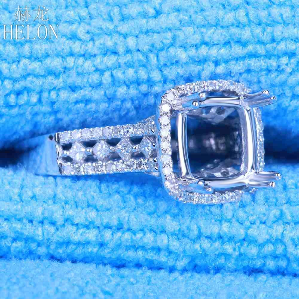 HELON Sparkling Solid 14K (585) White Gold 8x8mm Cushion Cut Semi Mount 0.5ct Real Diamonds Engagement Fine Jewelry Ring Setting
HELON Sparkling Solid 14K (585) White Gold 8x8mm Cushion Cut Semi Mount 0.5ct Real Diamonds Engagement Fine Jewelry Ring Setting