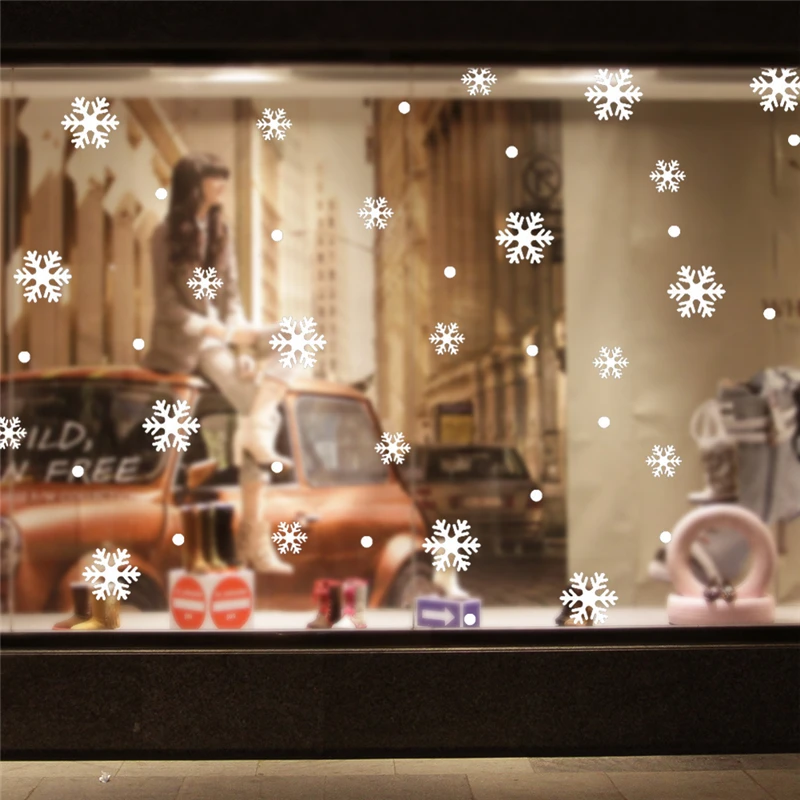 Снежинка витрина Стекло Наклейки Рождество фонтанная Navidad DIY Стикеры Аксессуары