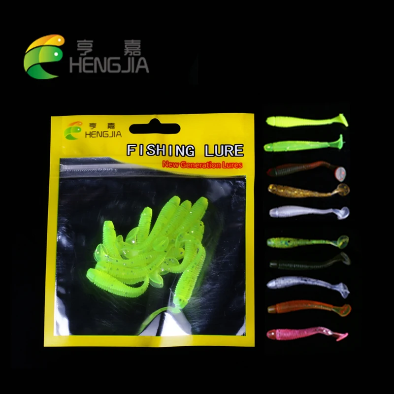 Hengjia 10pcs/pack soft T tail fishing lures grub worm swimbaits artificial Silicone baits pesca fishing tackles
Hengjia 10pcs/pack soft T tail fishing lures grub worm swimbaits artificial Silicone baits pesca fishing tackles