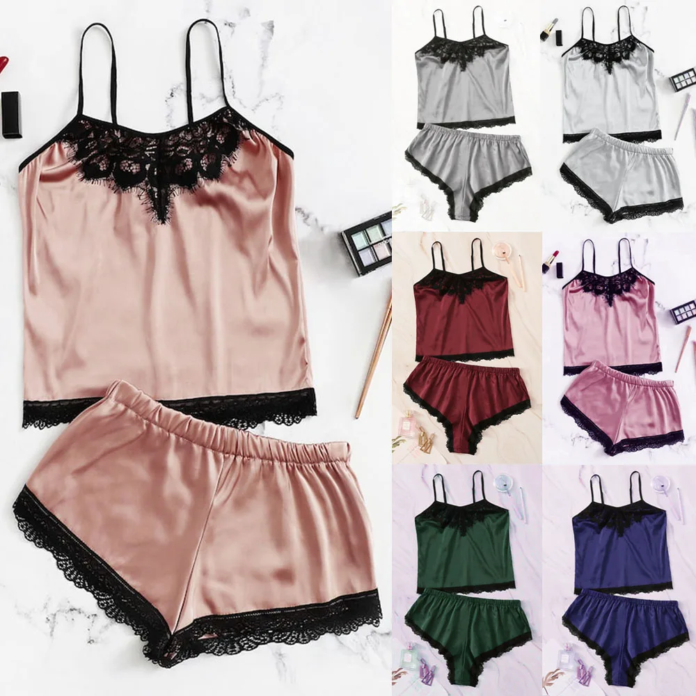 Women 2Pcs Women Sexy Pajama Sets Silk Satin Lace Sleepwear Underwear Set Lingerie Crop Tops Shorts Nightie Pajamas Set
Women 2Pcs Women Sexy Pajama Sets Silk Satin Lace Sleepwear Underwear Set Lingerie Crop Tops Shorts Nightie Pajamas Set