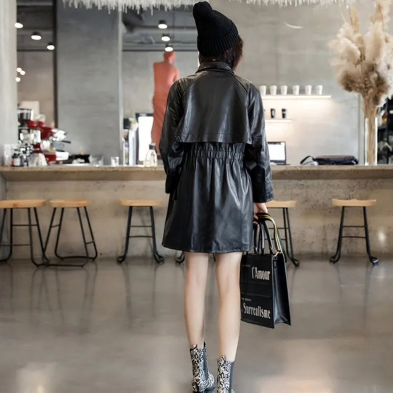 2021 Spring Designer Elastic Waist Sheepskin Genuine Real Leather Long Jackets Women Casual Long Sleeve Leather Coats Streetwear
2021 Spring Designer Elastic Waist Sheepskin Genuine Real Leather Long Jackets Women Casual Long Sleeve Leather Coats Streetwear