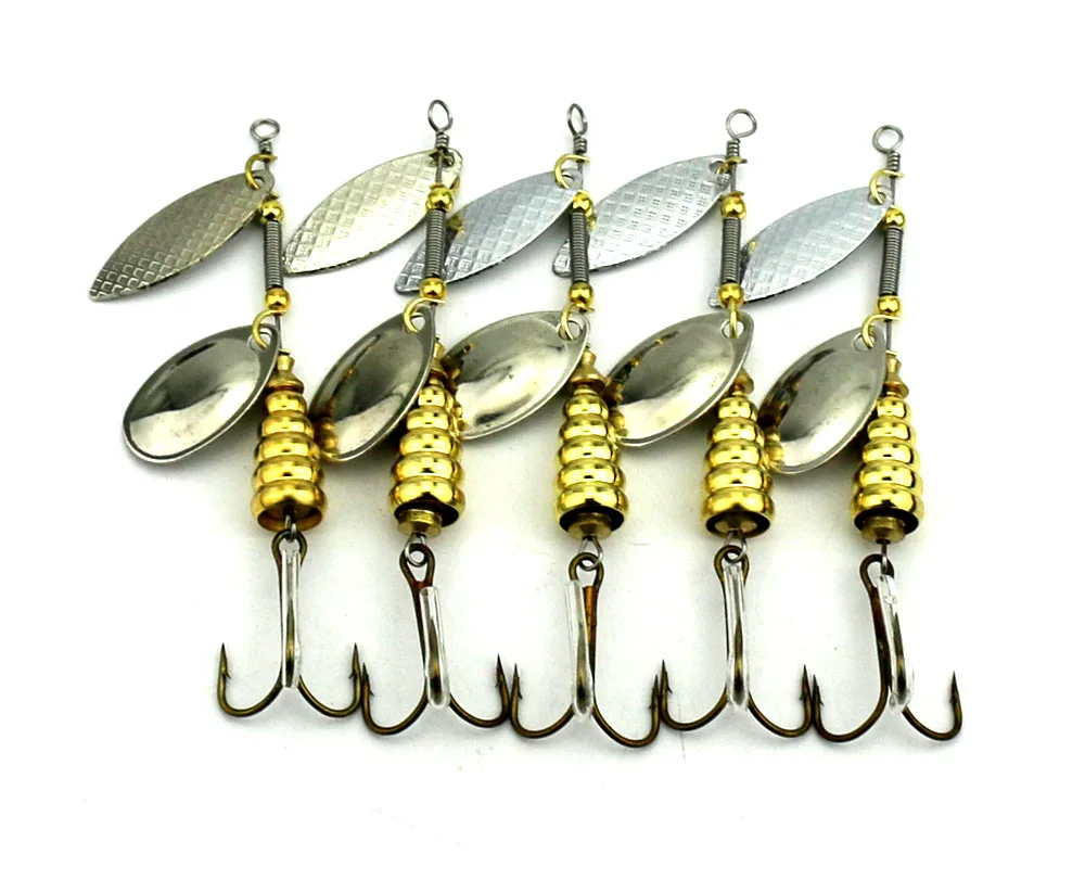 

5pcs 9.7cm 11.3g Artificial Spinnerbait Fishing Lures Metal Spoon Hard Lure Spinner Baits Bass Fishing Tackle Artificial Hook