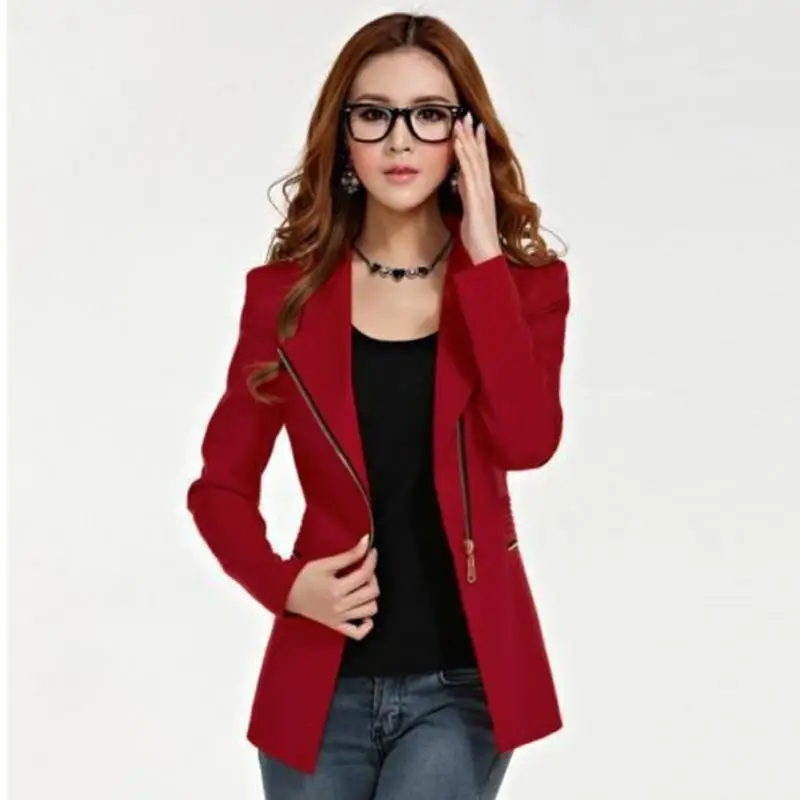 Fashion Women Jacket Long Sleeve Top Office Lady Zipper Blazer Suit Slim Fit Lapel Jacket Tops Coat Polyester Formal Outwear
Fashion Women Jacket Long Sleeve Top Office Lady Zipper Blazer Suit Slim Fit Lapel Jacket Tops Coat Polyester Formal Outwear