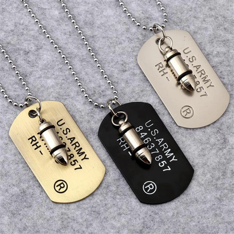 Army Bullet Dog Tag Pendant Necklace Women Men Punk Rock Hip Hop Chains Stainless Steel Cool Military Card Jewelry For Men Gifts
Army Bullet Dog Tag Pendant Necklace Women Men Punk Rock Hip Hop Chains Stainless Steel Cool Military Card Jewelry For Men Gifts