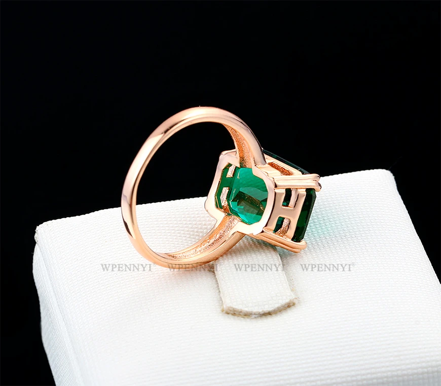 Trendsetter Style Party Ring Rose Gold Color Rectangle Green Zirconia Crystal Woman Finger Rings Wholesale Christmas Gifts | Украшения и