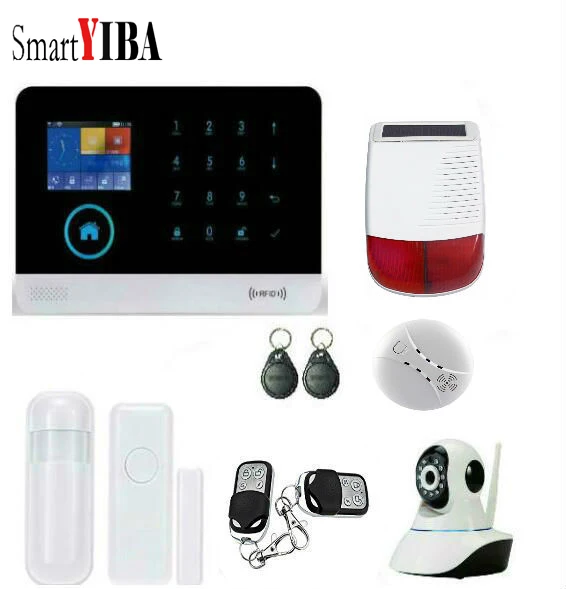 

SmartYIBA APP Control Wireless RFID GSM Alarm WiFi GPRS SMS Security Smart Home Alarm Kits DIY Camera Surveillance Solar Siren