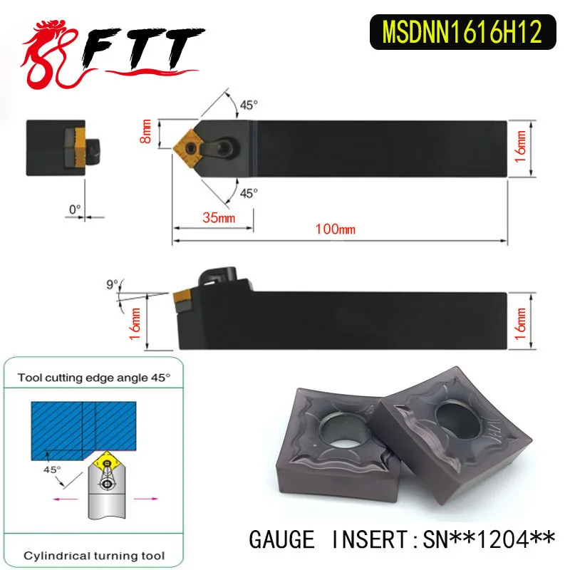 MSDNN1616H12 45 Degree External Turning Lathe Bar Tool Holder For SNMG120404 SNMG120408 Used on CNC insert Lathe Machine
MSDNN1616H12 45 Degree External Turning Lathe Bar Tool Holder For SNMG120404 SNMG120408 Used on CNC insert Lathe Machine
