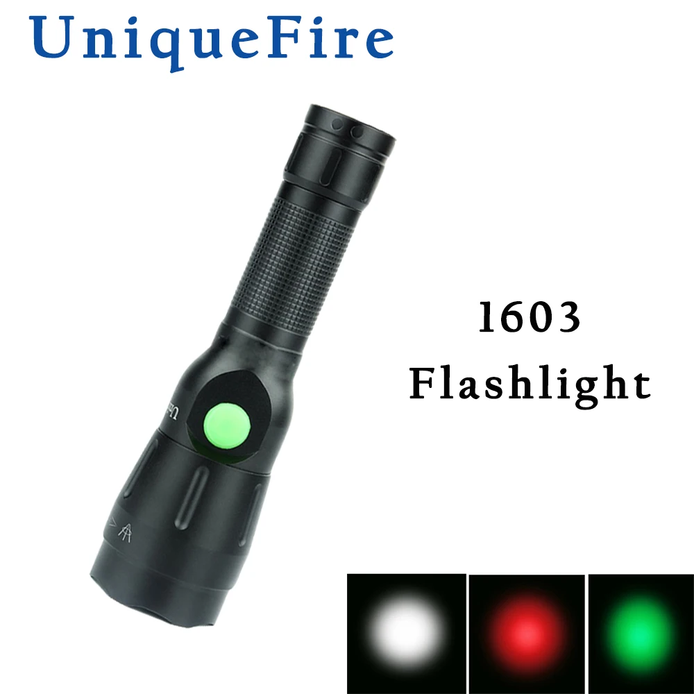 UniqueFire 1603 38mm Lens XRE Portable LED Flashlight Zoomable Lanterna Rechargeable Torch Lighting 4 Modes Light For Hunting
UniqueFire 1603 38mm Lens XRE Portable LED Flashlight Zoomable Lanterna Rechargeable Torch Lighting 4 Modes Light For Hunting