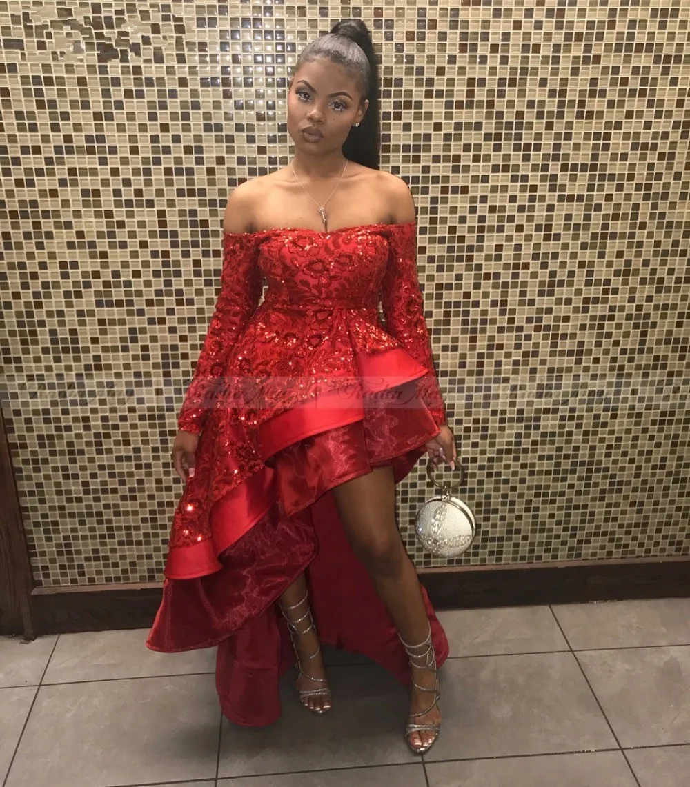 Sexy Off The Shoulder African High Low Short Prom Dresses 2019 Long Sleeves Sequin Homecoming Graduation Dress Formal Gowns
Sexy Off The Shoulder African High Low Short Prom Dresses 2019 Long Sleeves Sequin Homecoming Graduation Dress Formal Gowns