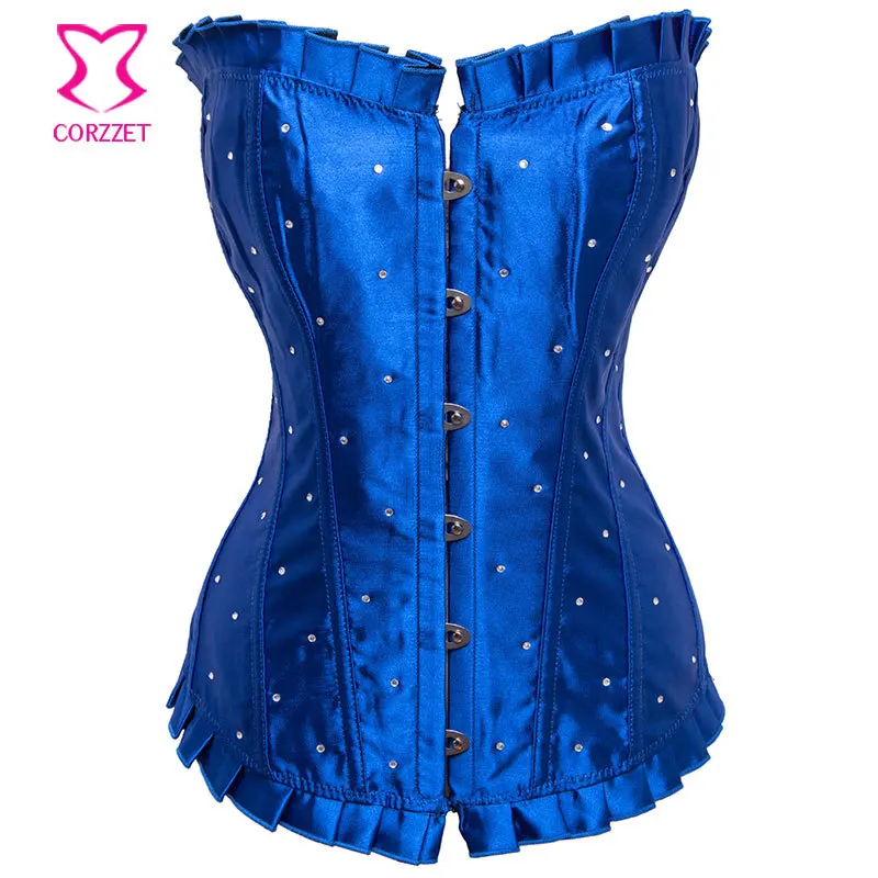 Corzzet Blue Satin With Rhinestones Plus Size 6XL Overbust Corset Steel Boned Waist slimming Espartilhos Korsett Sexy Bustiers
Corzzet Blue Satin With Rhinestones Plus Size 6XL Overbust Corset Steel Boned Waist slimming Espartilhos Korsett Sexy Bustiers