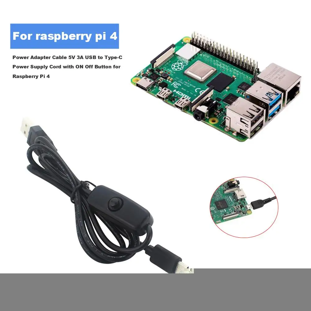 Кабель адаптера питания для Raspberry Pi4 5 В 3 А 15 Вт USB шнур Type-C роутеров ламп камер