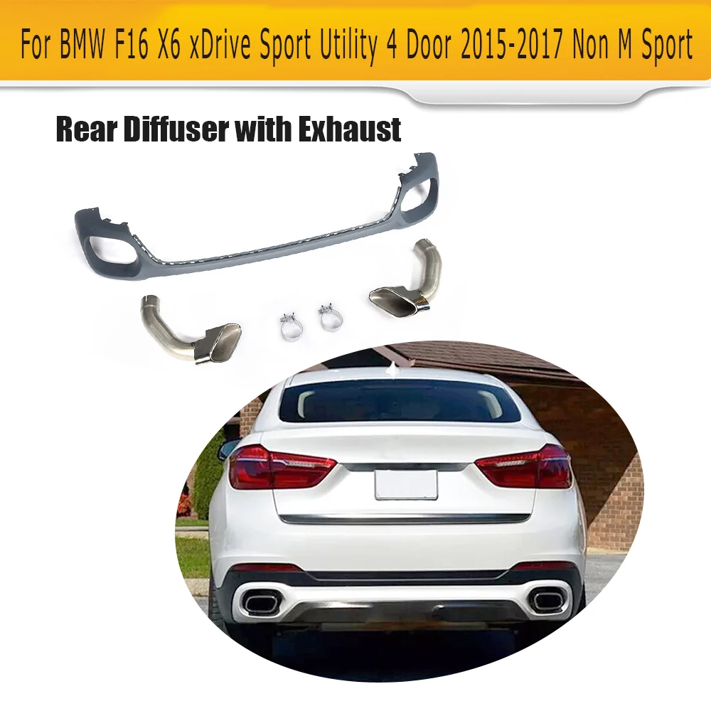 Grey Rear Bumper Diffuser Lip Spoiler With Exhaust tips Muffler for BMW X6 F16 Sport Utility 4 Door 15-17 Non M Sport
Grey Rear Bumper Diffuser Lip Spoiler With Exhaust tips Muffler for BMW X6 F16 Sport Utility 4 Door 15-17 Non M Sport
