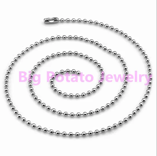 New Fashion 16"-40" 100pcs DIY Ball Bead Chain Silver Color 316L Stainless Steel 1.5mm Link Chain Pendant Necklace Hot Sell
New Fashion 16"-40" 100pcs DIY Ball Bead Chain Silver Color 316L Stainless Steel 1.5mm Link Chain Pendant Necklace Hot Sell