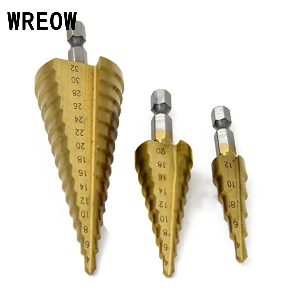 3Pcs HSS Flute Pagoda Shape Hole Cutter 4-12/20/32mm HSS Steel Cone Drill Bit Set HSS Steel Step Sharpening Woodworking
3Pcs HSS Flute Pagoda Shape Hole Cutter 4-12/20/32mm HSS Steel Cone Drill Bit Set HSS Steel Step Sharpening Woodworking