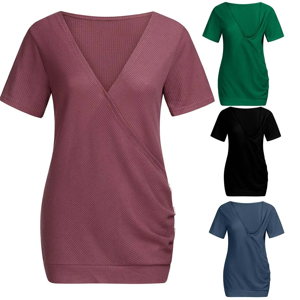 LONSANT Pregnancy Breastfeeding T-Shirt Women Solid Short Sleeve Tops Maternity Nursing handy blouse summer Maternity Tops
LONSANT Pregnancy Breastfeeding T-Shirt Women Solid Short Sleeve Tops Maternity Nursing handy blouse summer Maternity Tops