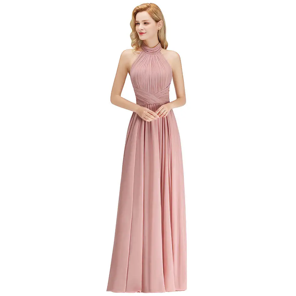 2019 New Dusty Rose Halter Bridesmaid Dresses Pleat Cheap Chiffon Wedding Party Dresses Backless Long Prom Gown Dresses
2019 New Dusty Rose Halter Bridesmaid Dresses Pleat Cheap Chiffon Wedding Party Dresses Backless Long Prom Gown Dresses