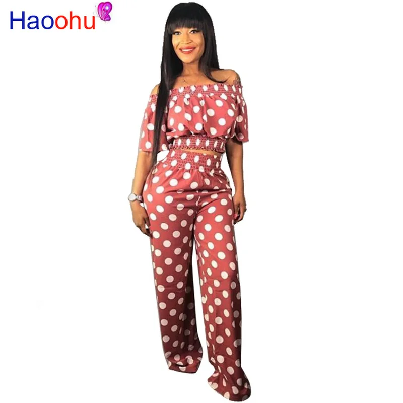 HAOOHU Sexy casual outfits tracksuit women cute dot print slash neck top wide leg pants two piece set ensemble femme dos piezas
HAOOHU Sexy casual outfits tracksuit women cute dot print slash neck top wide leg pants two piece set ensemble femme dos piezas