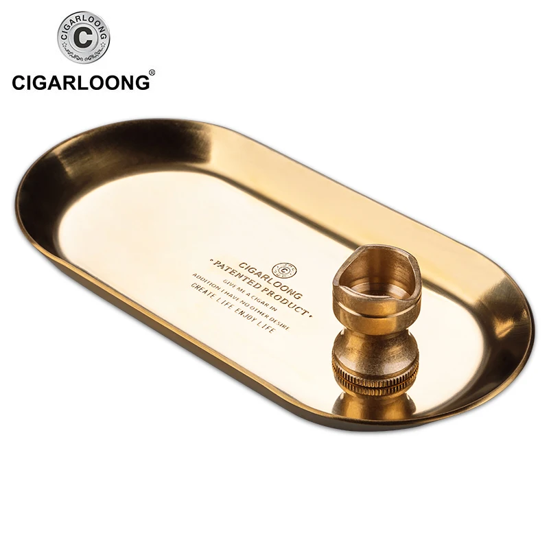 European bronze simple practical portable cigar tray ashtray holder rest two-piece suit CL-103B
European bronze simple practical portable cigar tray ashtray holder rest two-piece suit CL-103B