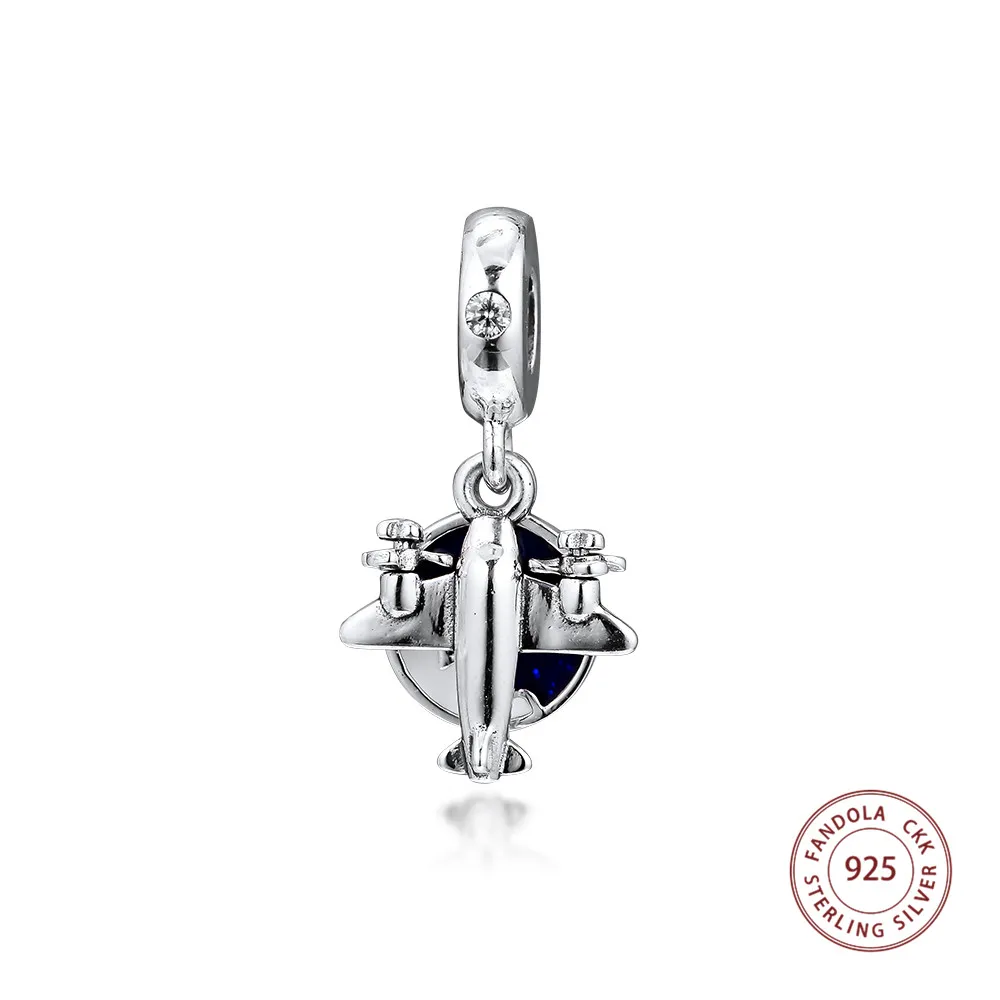 

Authentic 925 Sterling Silver Propeller Plane Dangle Charms Beads Jewelry Making Fits Pandora Bracelet DIY Jewellery Berloque