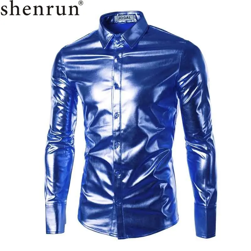 ShenRun Men Trend Night Club Coated Metallic blue stage performances shiny Shirts Fashion mens Long Sleeves Dress Shirt
ShenRun Men Trend Night Club Coated Metallic blue stage performances shiny Shirts Fashion mens Long Sleeves Dress Shirt