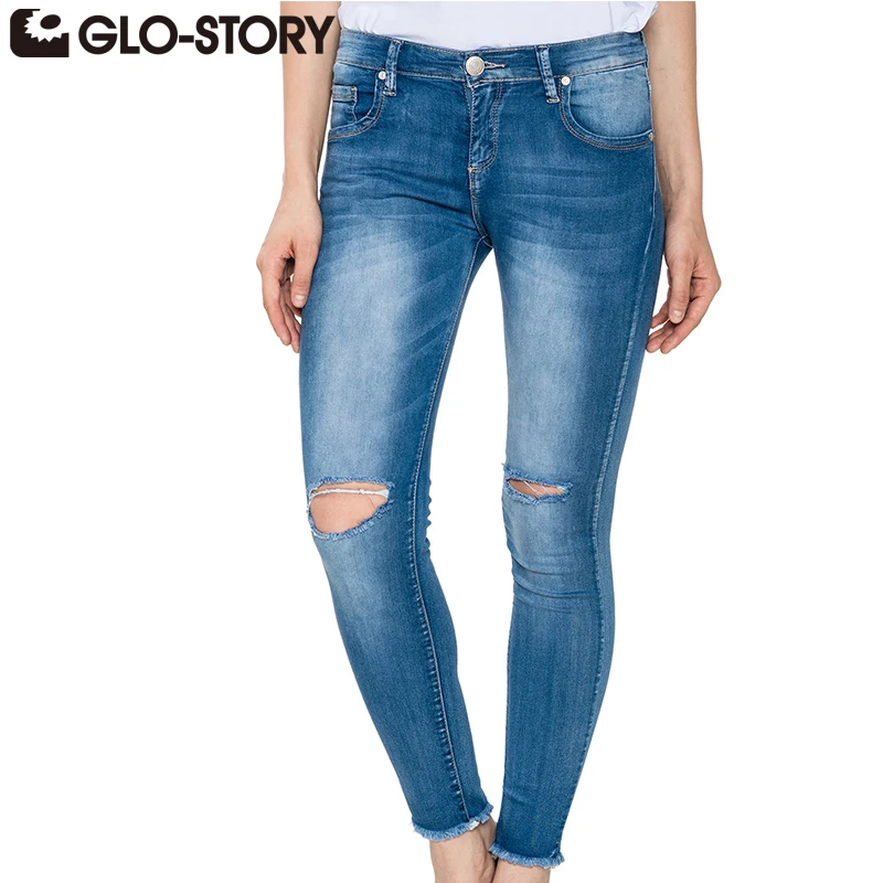 GLO-STORY 2018 New Fashion High Street European Style Jeans Mid Waist Skinny Button Fly Long Ripped Women Denim Pants WNK-2120
GLO-STORY 2018 New Fashion High Street European Style Jeans Mid Waist Skinny Button Fly Long Ripped Women Denim Pants WNK-2120