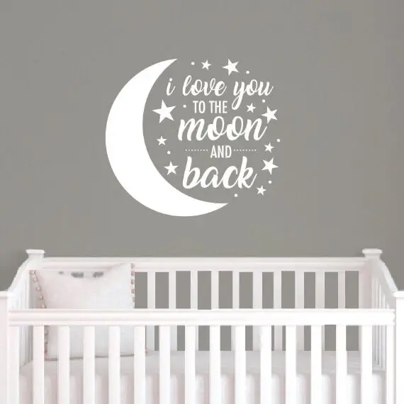 Nursery Wall Art Decal Moon And Stars Vinyl Wall Sticker Quote I Love you to the moon and back Wall Mural Kids Room Decor AY1232
Nursery Wall Art Decal Moon And Stars Vinyl Wall Sticker Quote I Love you to the moon and back Wall Mural Kids Room Decor AY1232