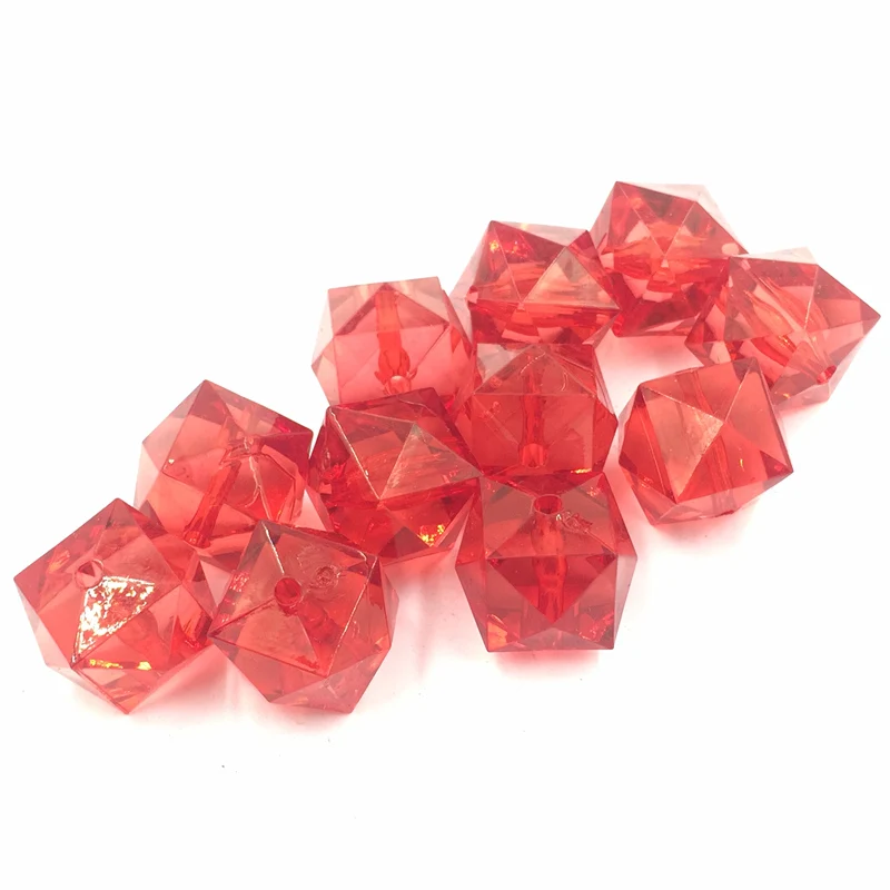 10Pcs Red Transparent Faceted Acrylic Square Spacer Beads Fashion Jewelry DIY Findings Charms 20x17mm | Украшения и аксессуары