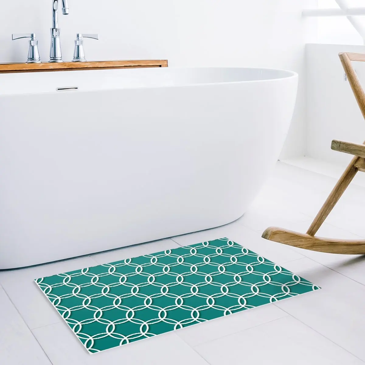 Простые зеленые белые геометрические коврики для дверей кухонный коврик ванной