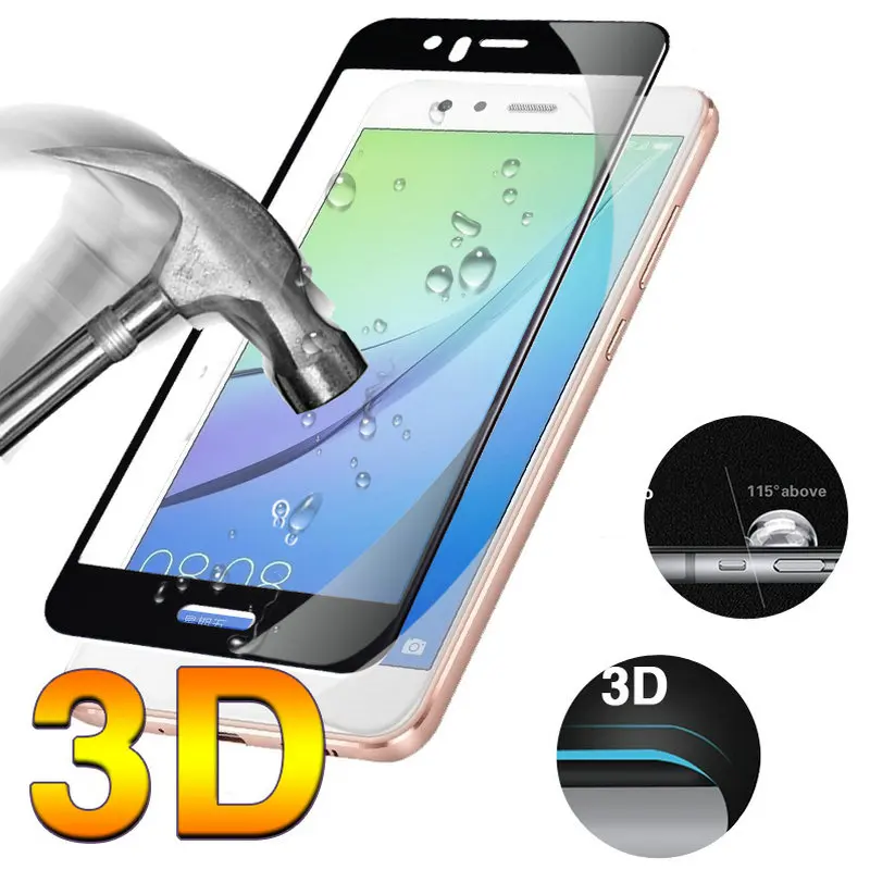 5D полное закаленное стекло для Huawei Nova 2 Plus чехол круглый изогнутый край Защитная