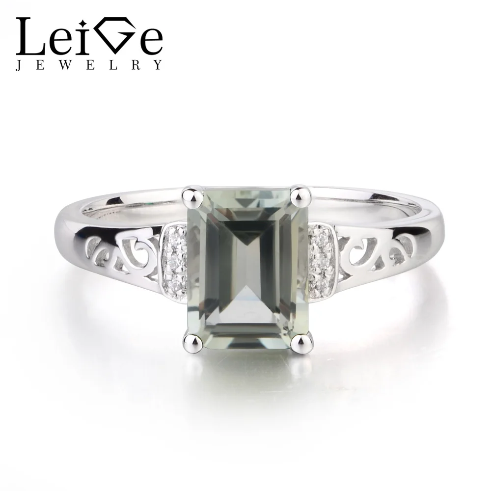 Leige Jewelry Genuine Natural Green Amethyst Wedding Rings Emerald Cut Gemstone Gifts Real Solid 925 Sterling Silver for Women
Leige Jewelry Genuine Natural Green Amethyst Wedding Rings Emerald Cut Gemstone Gifts Real Solid 925 Sterling Silver for Women