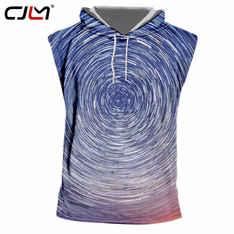 

CJLM Man New Popular Colored Vortex Hooded Tank Top 3D Full Printed Men's Starry Sky Vest Large Size TankTop Recommend