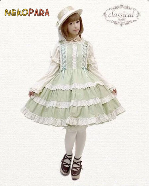 Millefeuille Cake Women's Lolita JSK Dress Summer Sleeveless Dress Cute Bubble Lace Trim One Piece Grass Green & Blue
Millefeuille Cake Women's Lolita JSK Dress Summer Sleeveless Dress Cute Bubble Lace Trim One Piece Grass Green & Blue